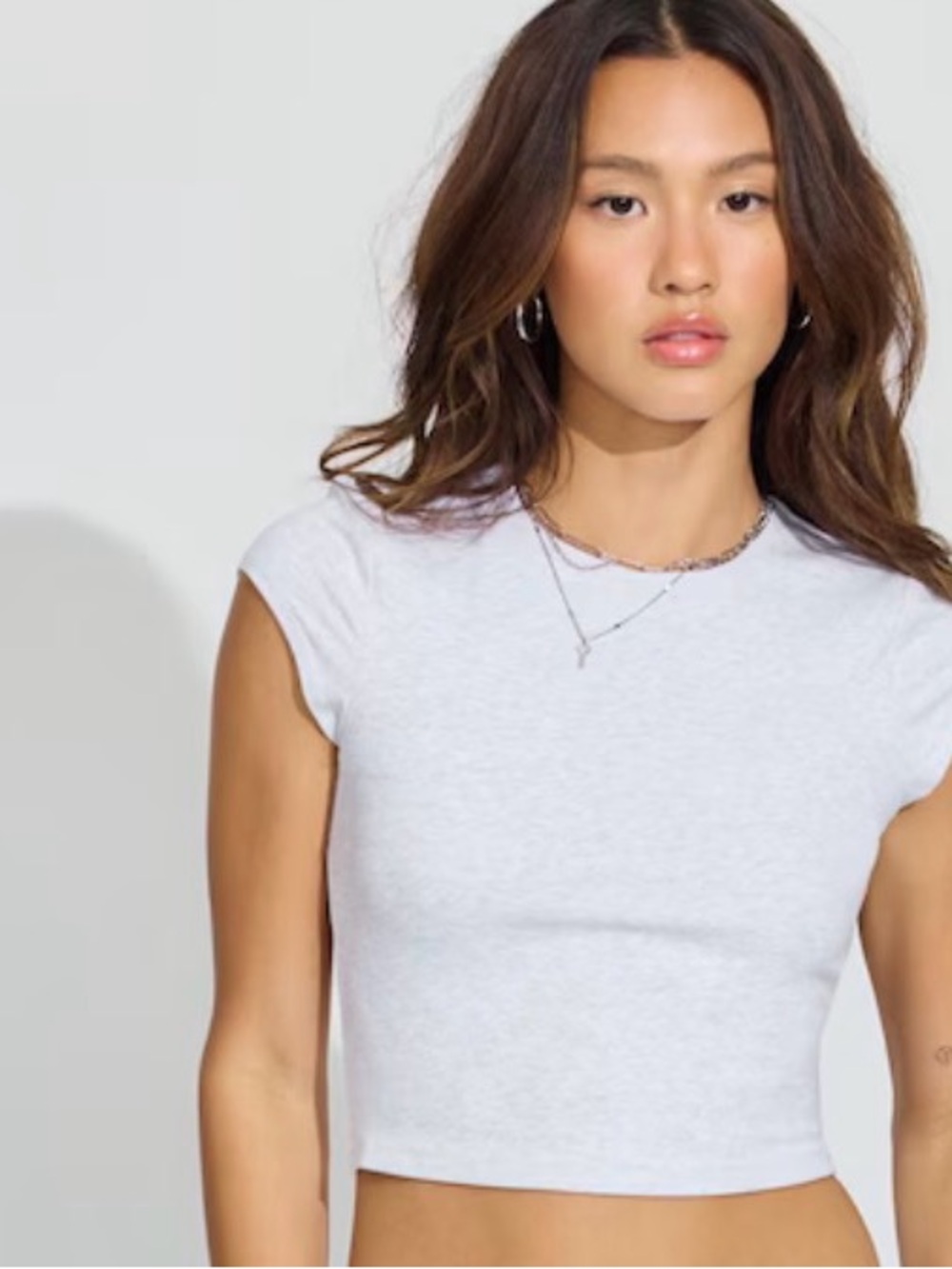 Garage White Cap-Sleeve Crewneck Crop Top